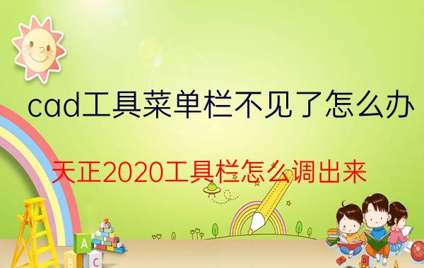 cad工具菜单栏不见了怎么办 天正2020工具栏怎么调出来？